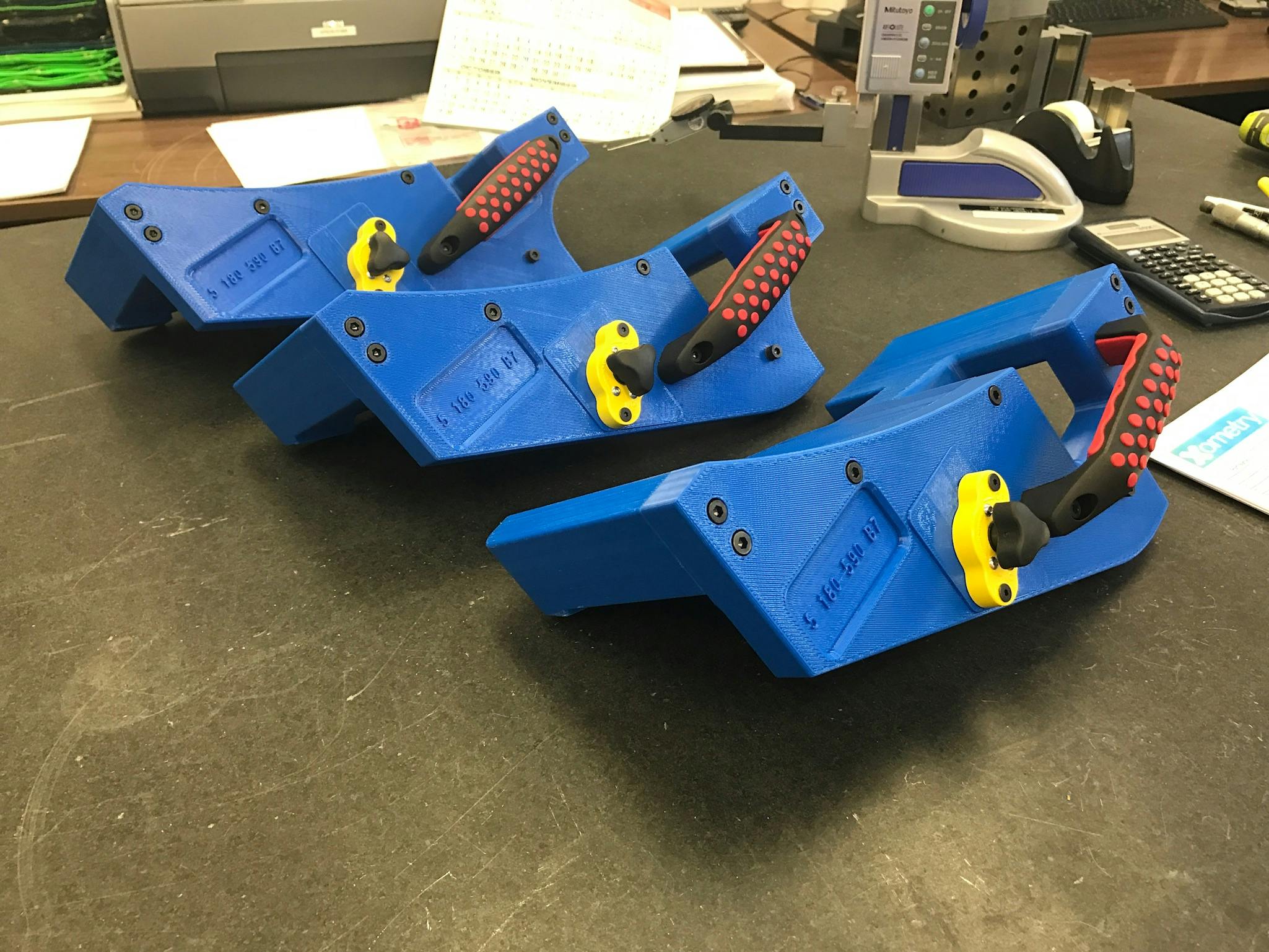 FDM 3D printed ABS-M30 blue jigs for BMW