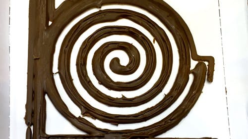 Chocolate prints with the first Cocoa Press prototype