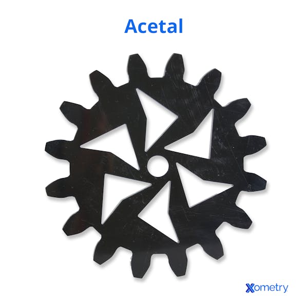 A photograph of an acetal gear.