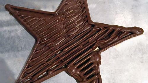Chocolate prints with the first Cocoa Press prototype