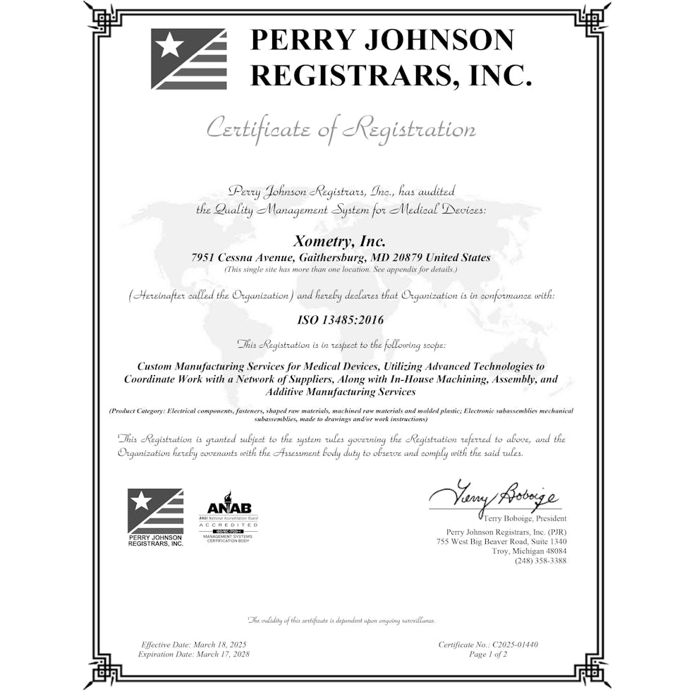 Xometry Perry Johnson Registrars, Inc.
