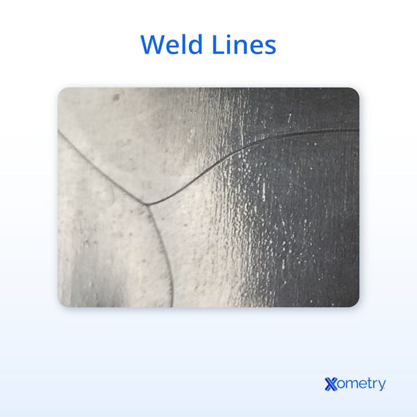 A photograph showing an example of weld lines