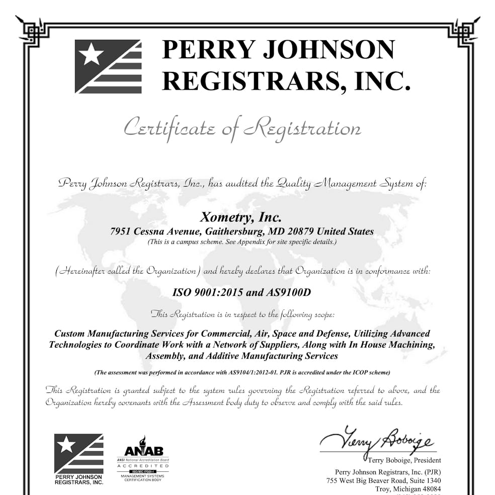 Xometry Perry Johnson Registrars, Inc.