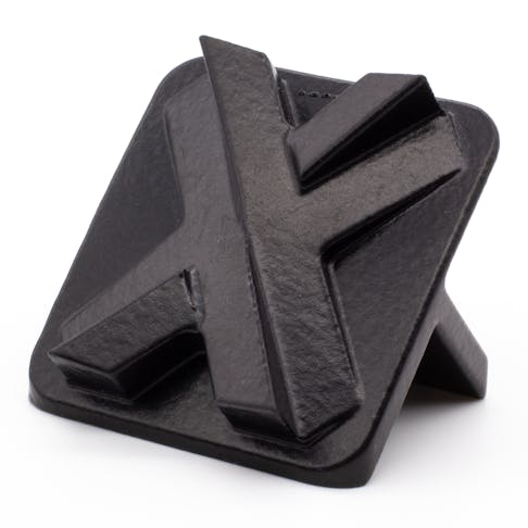 Xometry X tile printed in TPU 88A with a combination of dyed black and vapor-smoothed finish.