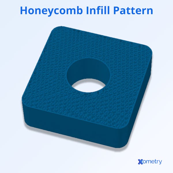 A part with a honeycomb infill pattern.