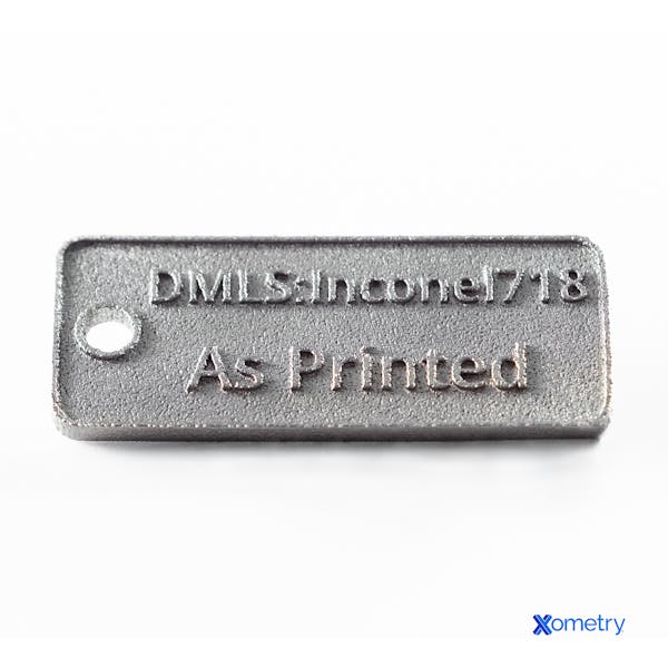 A decorative tag made with DMLS metal 3D printing