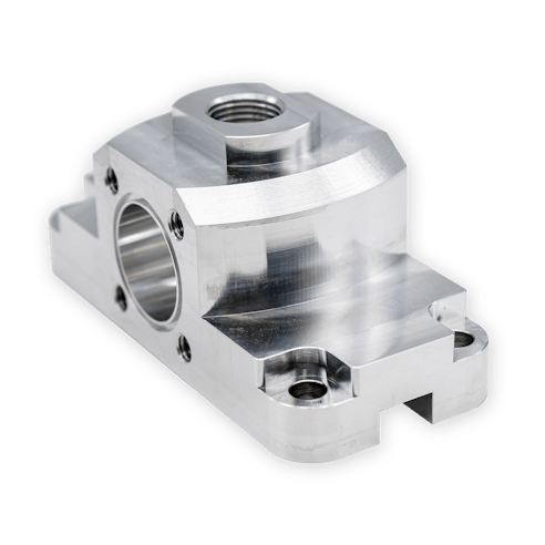 A CNC machined aluminum part made by Xometry.