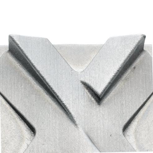 A close-up image of a 316L stainless steel binder jet part with a zirblast finish.