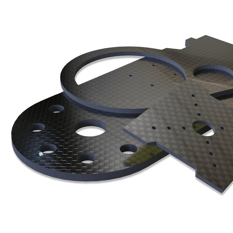 Carbon fiber sheet cut parts.