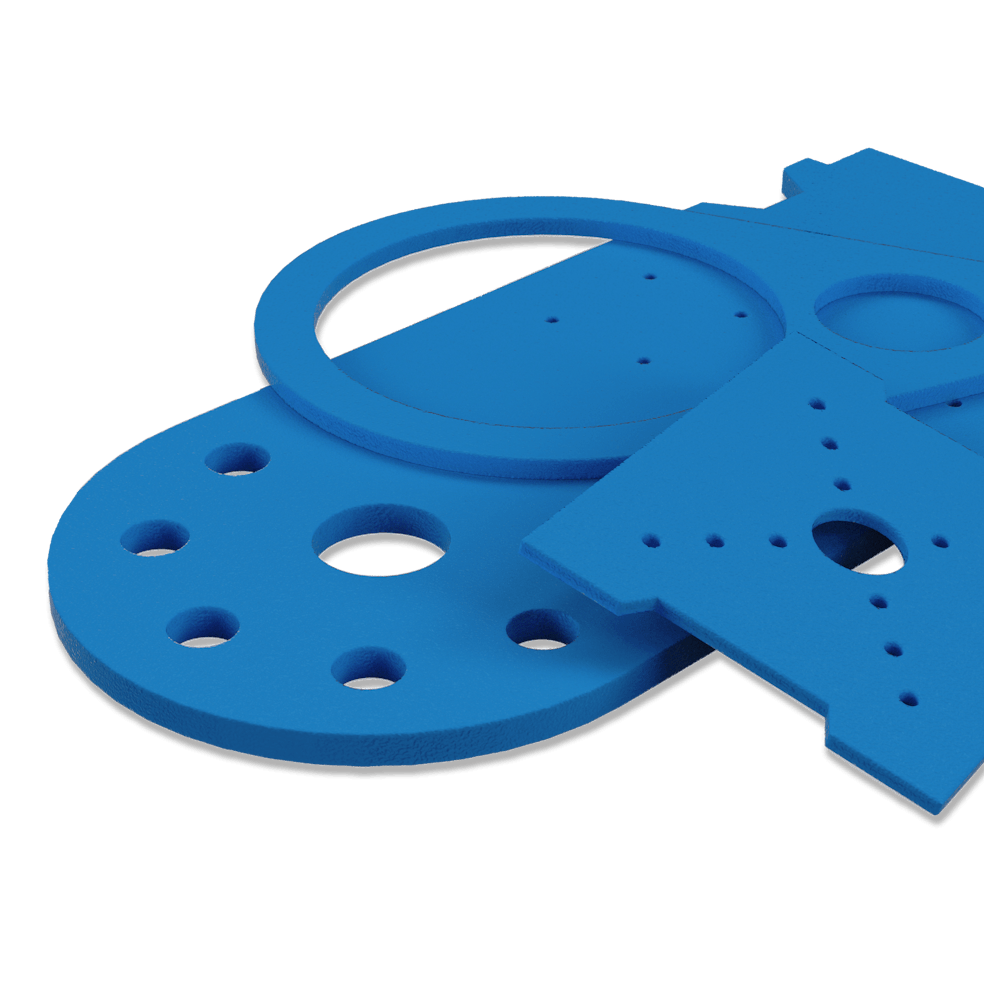 Blue EVA sheet cut parts.